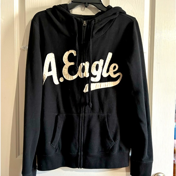 American Eagle Outfitters Jackets & Blazers - NWOT American eagle zip up jacket, large black, white hood, front pockets